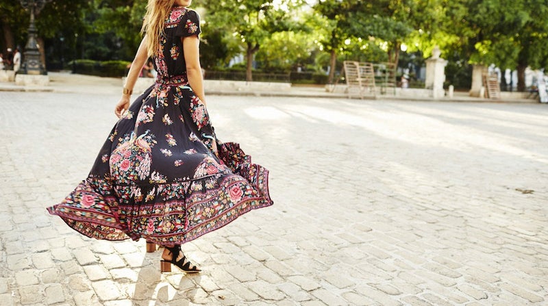 R.Vivimos Women's Summer Vintage Floral Print Deep V Neck High Low Long Dresses (XL,Black) - Image 4